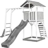 Axi Beach Tower Speeltoren met Klimrek Grijs/wit - Grijze Glijbaan