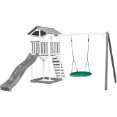 Axi Beach Tower Speeltoren met Summer Nestschommel Grijs/wit - Grijze Glijbaan