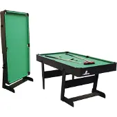 Cougar Hustle XL Pooltafel 6ft inklapbaar zwart / groen | Inklapbare biljarttafel incl. accessoires | Afmetingen: 182,9x91,4x78,7 cm