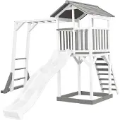 Axi Beach Tower Speeltoren met Klimrek Grijs/wit - Witte Glijbaan