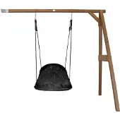 Axi Nestschommel Roxy met frame van hout in bruin | Schommel met muurbevestiging voor kinderen met nest schommelzitje | Schommelset enkel aan muur voor tuin / buiten