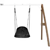 Axi Nestschommel Roxy met frame van hout in bruin & wit | Schommel met muurbevestiging voor kinderen met nest schommelzitje | Schommelset enkel aan muur voor tuin / buiten