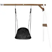 Axi Nestschommel Roxy met frame van hout in wit & bruin | Schommel met muurbevestiging voor kinderen met nest schommelzitje | Schommelset enkel aan muur voor tuin / buiten