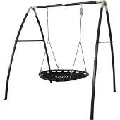 Axi Metalen Nestschommel in Antraciet/Créme - Vrijstaande Schommelset met frame en Nest Schommel Ø120cm - Schommelset voor kinderen