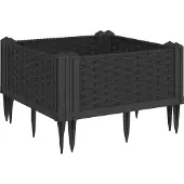 vidaXL Plantenbak met pinnen 42,5x42,5x28,5 cm polypropeen zwart
