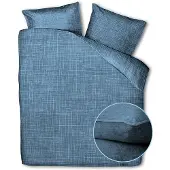 Zo! Home Dekbedovertrek Lino Urban Blue Katoen-200 x 200 / 220 cm | 2-Persoons