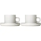 Blomus Pilar koffiemok met schotel, 2 stuks Moonbeam