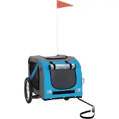vidaXL Hondenfietstrailer oxford stof en ijzer blauw en grijs