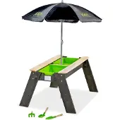Exit Aksent Zand- & Watertafel - met Parasol & Tuingereedschap - Watertafel Kinderen - Zandbak - Hout - Buiten