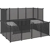 vidaXL Dierenhok klein 143x107x93 polypropeen en staal zwart