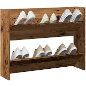 vidaXL Wandschoenenkast 80x18x60 cm bewerkt hout oud houtkleurig