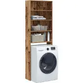 vidaXL Wasmachinekast 64x24x190 cm oud houtkleurig