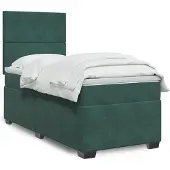 vidaXL Boxspring met matras fluweel donkergroen 200x200 cm