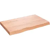 vidaXL Wastafelblad 80x50x(2-6) cm behandeld massief hout lichtbruin
