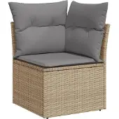 vidaXL 9-delige Loungeset met kussens poly rattan beige