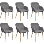 vidaXL Eetkamerstoelen 6 st stof en massief eikenhout lichtgrijs