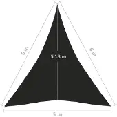 vidaXL Zonnezeil 160 g/m² 5x6x6 m HDPE zwart