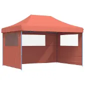 vidaXL Partytent inklapbaar pop-up met 3 zijwanden terracottakleurig