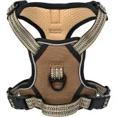 vidaXL Hondentuig met lijn en halsband, verstelbaar, bruin, L
