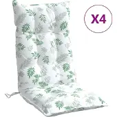 vidaXL Stoelkussens 4 st hoge rug bladpatroon oxford stof