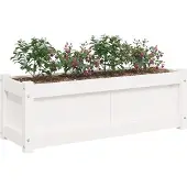 vidaXL Plantenbak 90x31x31 cm massief grenenhout wit