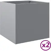 vidaXL Plantenbakken 2 st 49x47x46 cm gegalvaniseerd staal zilverkleur
