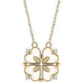Despora Klavertje vier - Ketting - Ketting Dames - Ketting Hartje - Klavertje Vier Ketting - Ketting met hanger - Cadeau voor Valentijn - Cadeautjes voor vriendin - Goudkleurig RVS (Parel)