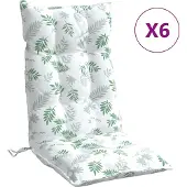 vidaXL Stoelkussens 6 st hoge rug bladpatroon oxford stof