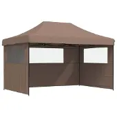 vidaXL - Partytent - inklapbaar - pop-up - met - 3 - zijwanden - bruin