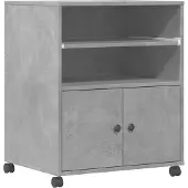 vidaXL Printerkastje met wielen 60x48x74 cm betongrijs