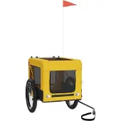 vidaXL Hondenfietstrailer oxford stof en ijzer geel en zwart