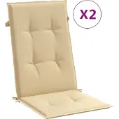vidaXL Stoelkussens 2 st hoge rug 120x50x4 cm stof gemêleerd beige