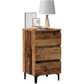 vidaXL Nachtkastje met metalen poten 40x35x69 cm oud houtkleurig