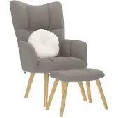 vidaXL Relaxstoel met voetenbank stof taupe