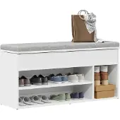 vidaXL Schoenenbank 102x30,5x45 cm bewerkt hout wit