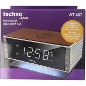 Technoline WT 487 - Wekkerradio - Draadloos opladen Qi - Bruin zilver zwart hout