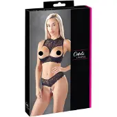 Cottelli collection - open bh set - transparant - zwart - 85B/L