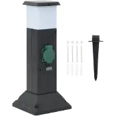 vidaXL Tuinstopcontact met lamp en grondpin 2-wegs 16x16x39,5 cm
