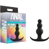 Anal Adventures Platinum - anaal plug met ribbels - siliconen - zwart
