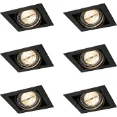 QAZQA Set van 6 inbouwspots zwart AR111 verstelbaar - Oneon