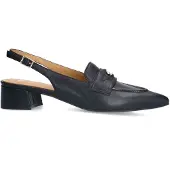 Manfield Zwarte leren slingbacks | Maat 40