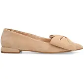 Manfield Beige suède loafers met strik | Maat 38