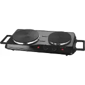 Emerio Elektrische Kookplaat – 2 Kookzones – 2500 W – Instelbare Thermostaat – Indicatielampje – Ø 15,5 cm + 18,5 cm – Zwart – HP-114482.7