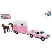 Super Merchant Die-cast Auto met Paardentrailer Roze, 1:32