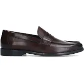 Manfield Donkerbruine leren loafers | Maat 45
