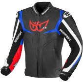 Berik Wild Chase motorjas, leer, zwart/wit/rood/blauw, maat 48