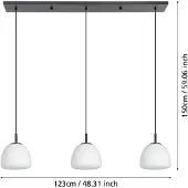 Eglo 390202 Balmes Hanglamp Staal Zwart/Glas Opaal - 3 x E27