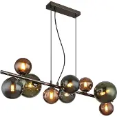 Globo Zwarte hanglamp Riha gekleurd glas 9-lichts