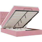 vidaXL Ottoman bed met matrassen en LED's 140x200cm fluweel roze