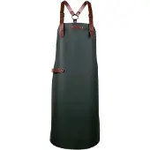 Xapron - Bovine Schort met Schouderbanden Medium Leer - Leer - Groen -